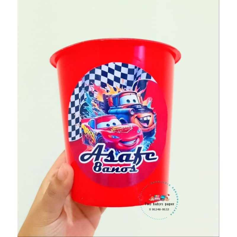 PEGUE E MONTE 10 balde/ Baldinho de 1L Personalizado do Carros, Relâmpago McQuen