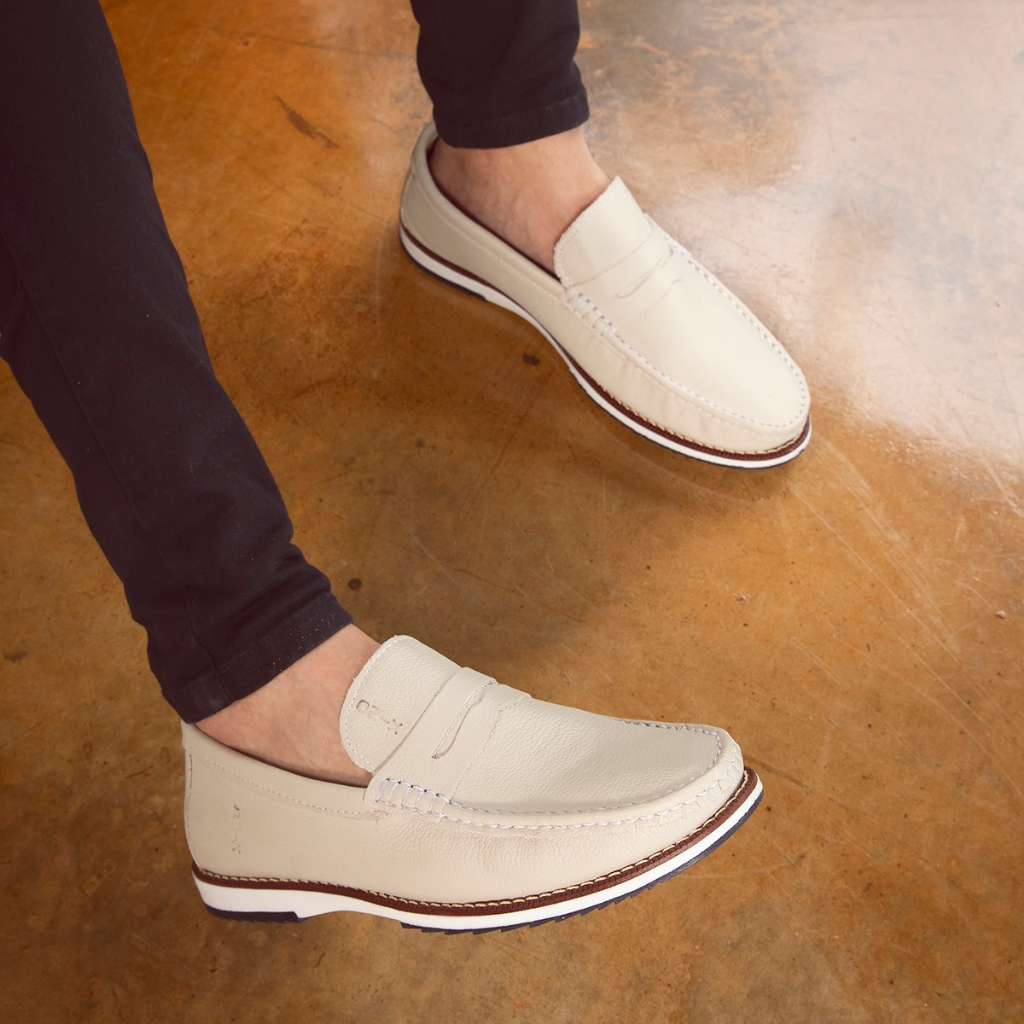 Sapato Dockside Mocassim Masculino 100% Couro Detalhe Gravata Confortável