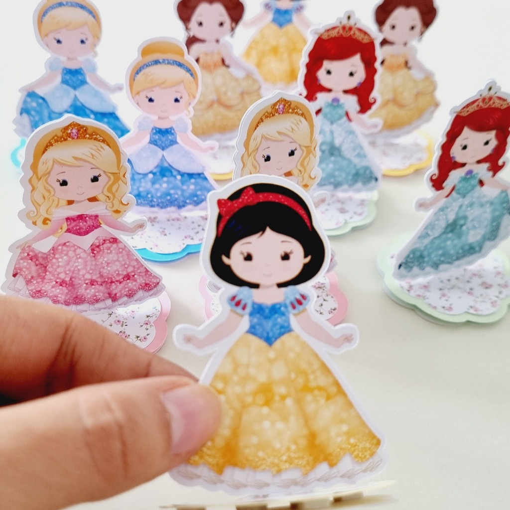 Kit 12 Apliques 3D Princesas Disney - Lembrancinhas - Aniversário - Caixinhas Personalizadas