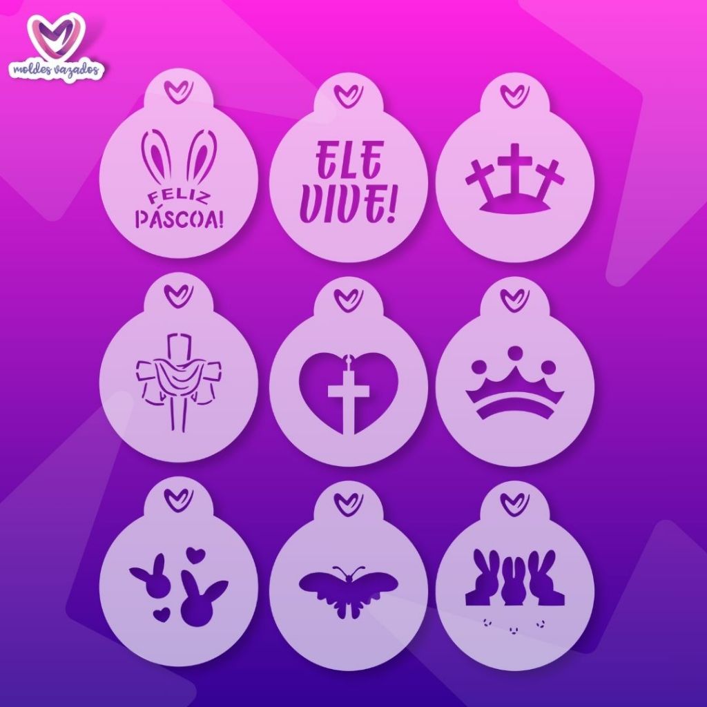 Stencil Páscoa N02 - Pintura Facial Biscoitos Pão de mel Café