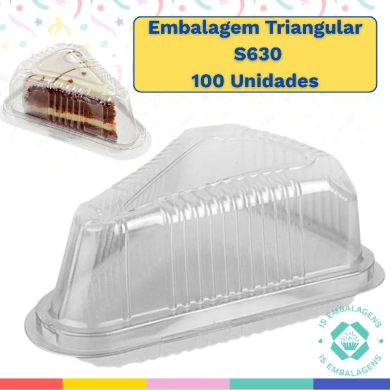Embalagem triangular para fatia de bolo, pudim S-630 Sanpack cx 100 un. em Oferta na Shopee