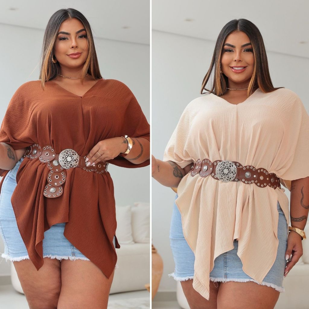 Bata Boho Chic Assimétrico Multiuso Multiforma com top e bojo com elastico. blusa femenina PLUZ SIZE