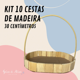 kit 10 Cestas de 30 Centímetros de Madeira - presentes|embalagem|páscoa|dia das mães em Oferta na Shopee