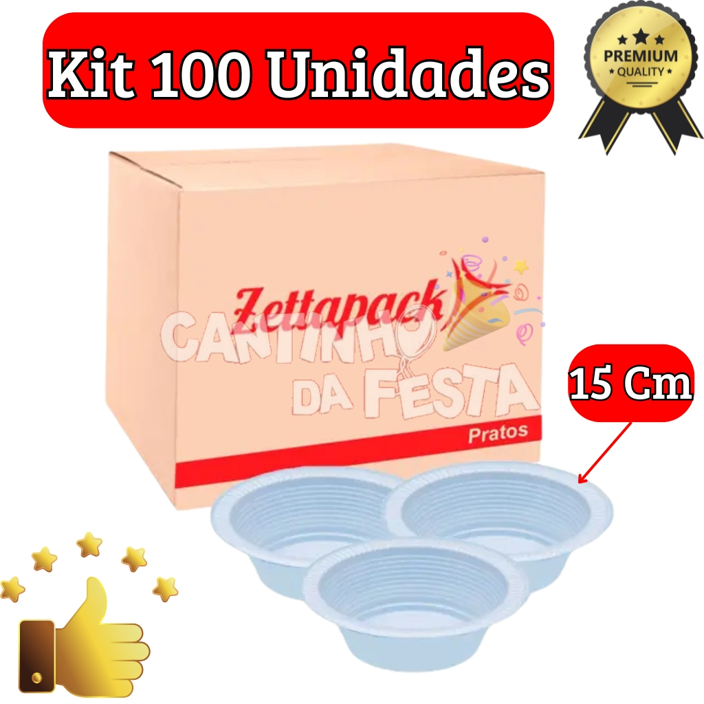 100 Un Cumbuca Prato Descartável Branco 15cm Médio Festa Refeição Plástico Redondo Liso em Oferta na Shopee