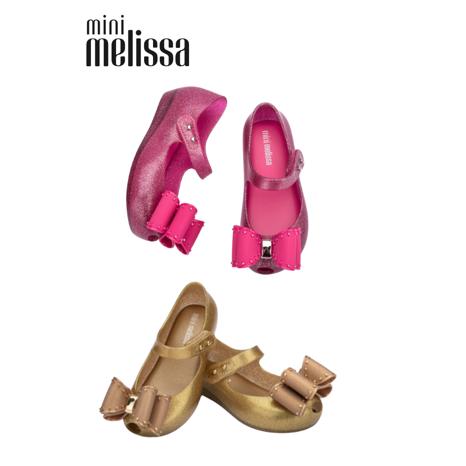 Sapatilha Mini Melissa Ultragirl Classic Bow Baby original menina com laço e velcro  calça fácil