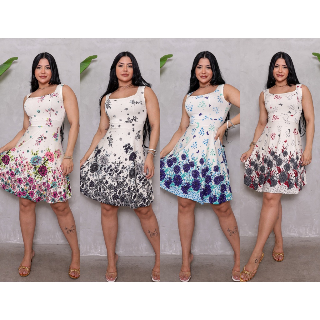 Vestido Rodado Boneca Regata Estampado Princesa Feminino Moda Evangélica Soltinho