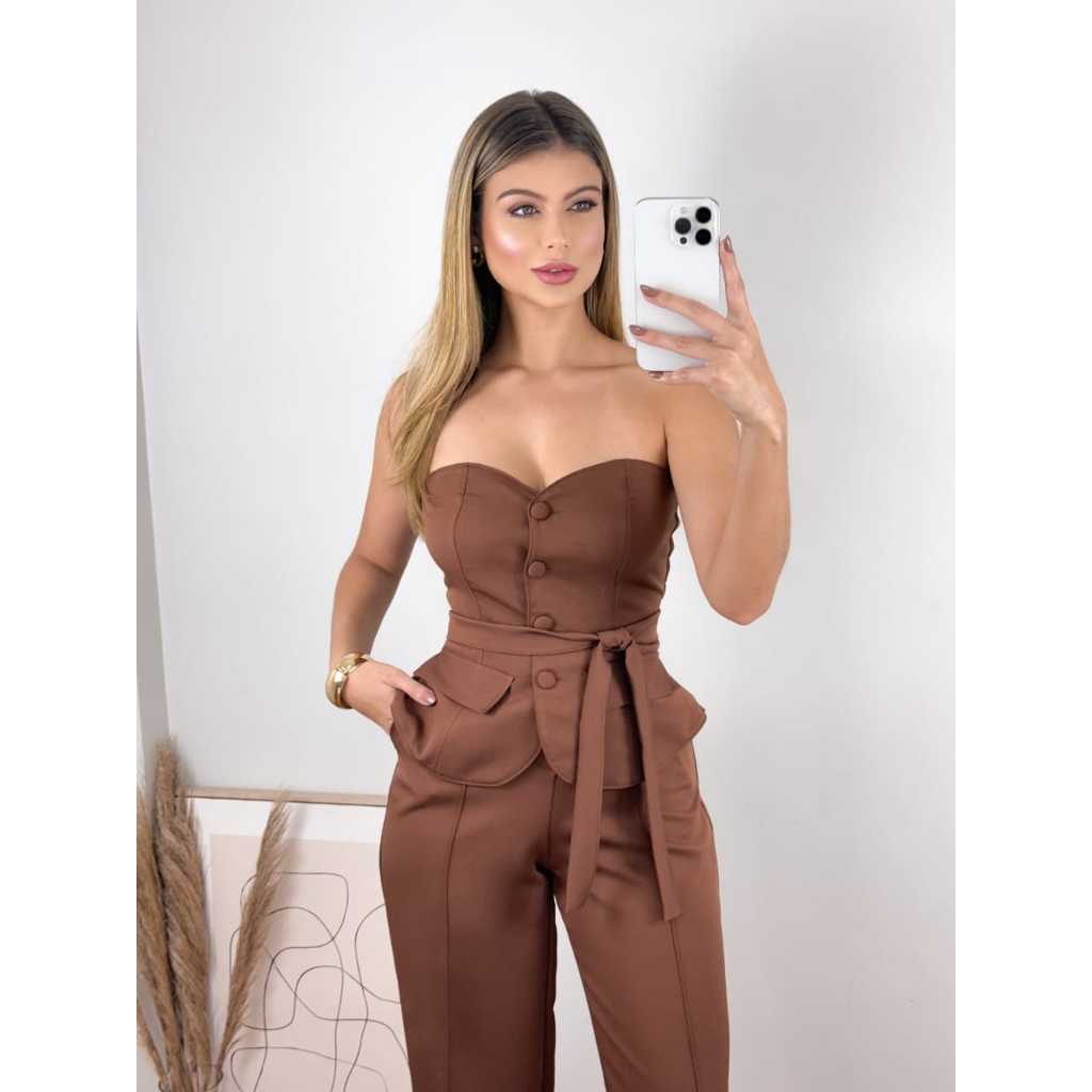 conjunto de calça alfaiataria tomara que caia