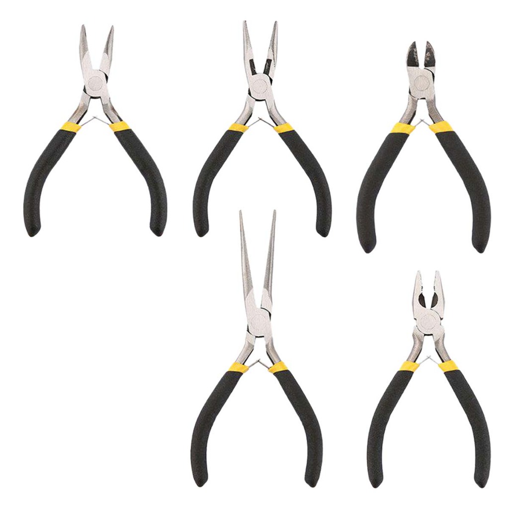 Conjunto de ferramentas para mini alicates 5 peças para bijuteria Conjunto de alicates redondos, planos e de bico longo