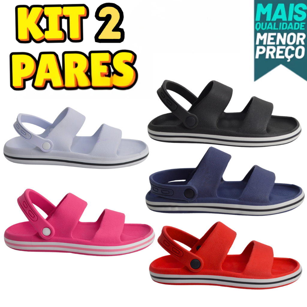 Sandalia Ortopedica Unissex KIt 2 Pares Macia Confortável Antiderrapante 33 Ao 42 em Oferta na Shopee