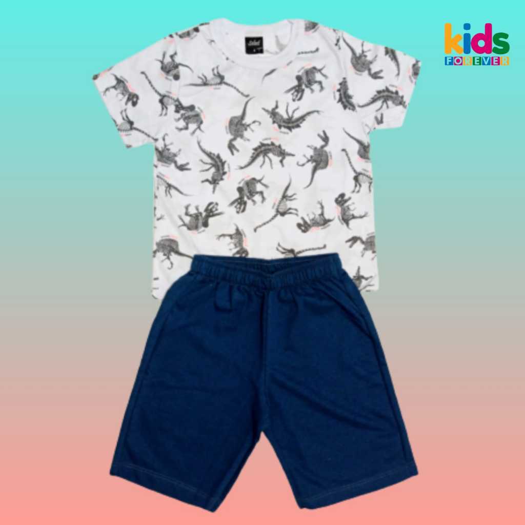 Conjunto Masculino Infantil Menino Select Camiseta Short Dinossauros Tam 04 Anos
