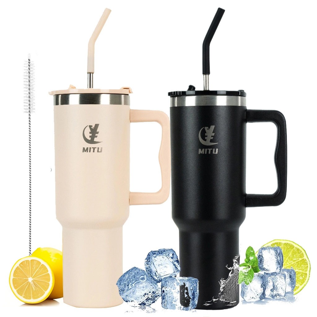 Caneca Garrafa Copo Térmica 1200ml Estilo Capacidade Generosa Canudo de aço inoxidável
