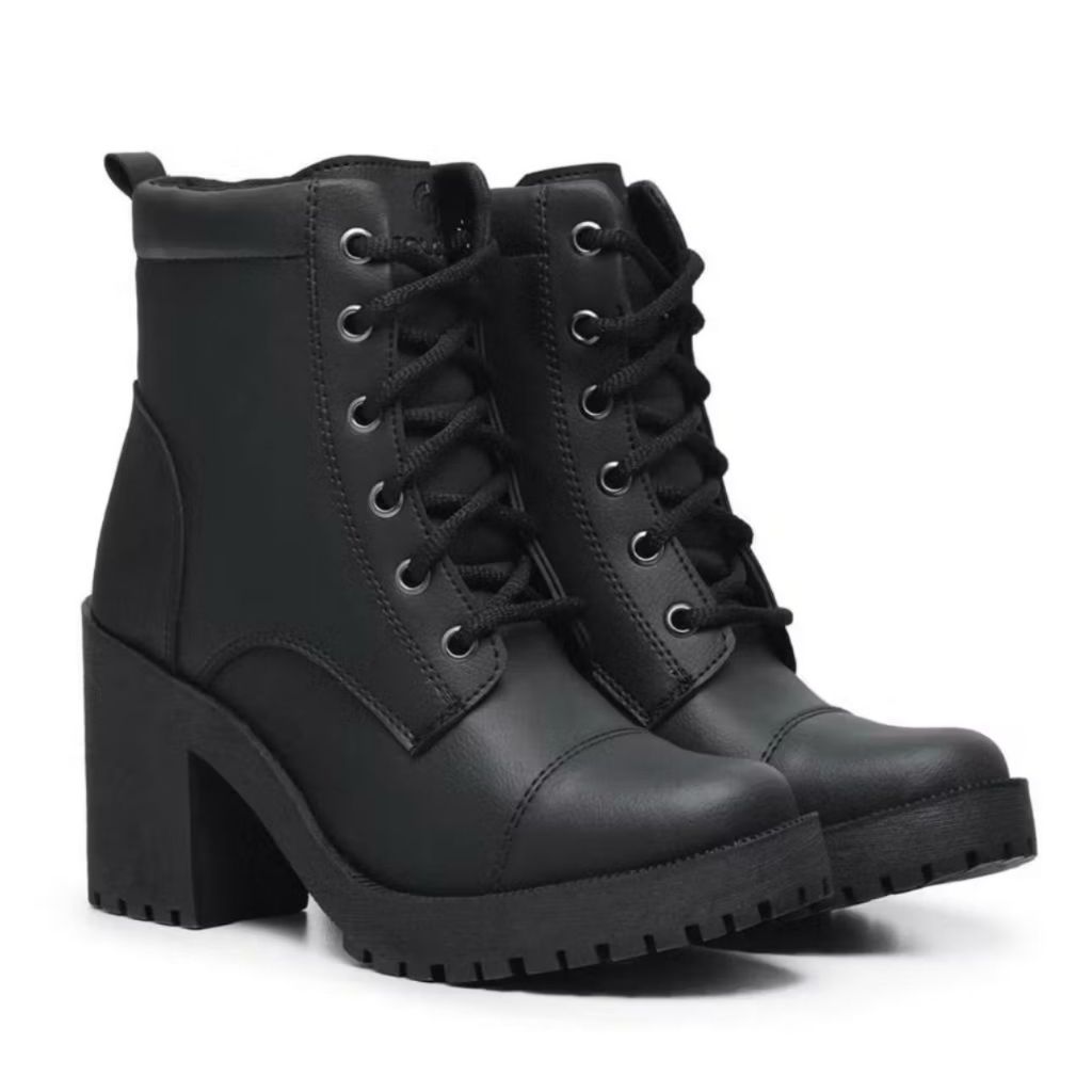 Bota Coturno Feminina Casual Blogueira Estilosa Confortavel de Salto Alto Macio com Cano Medio Dia a Dia Envio Ja