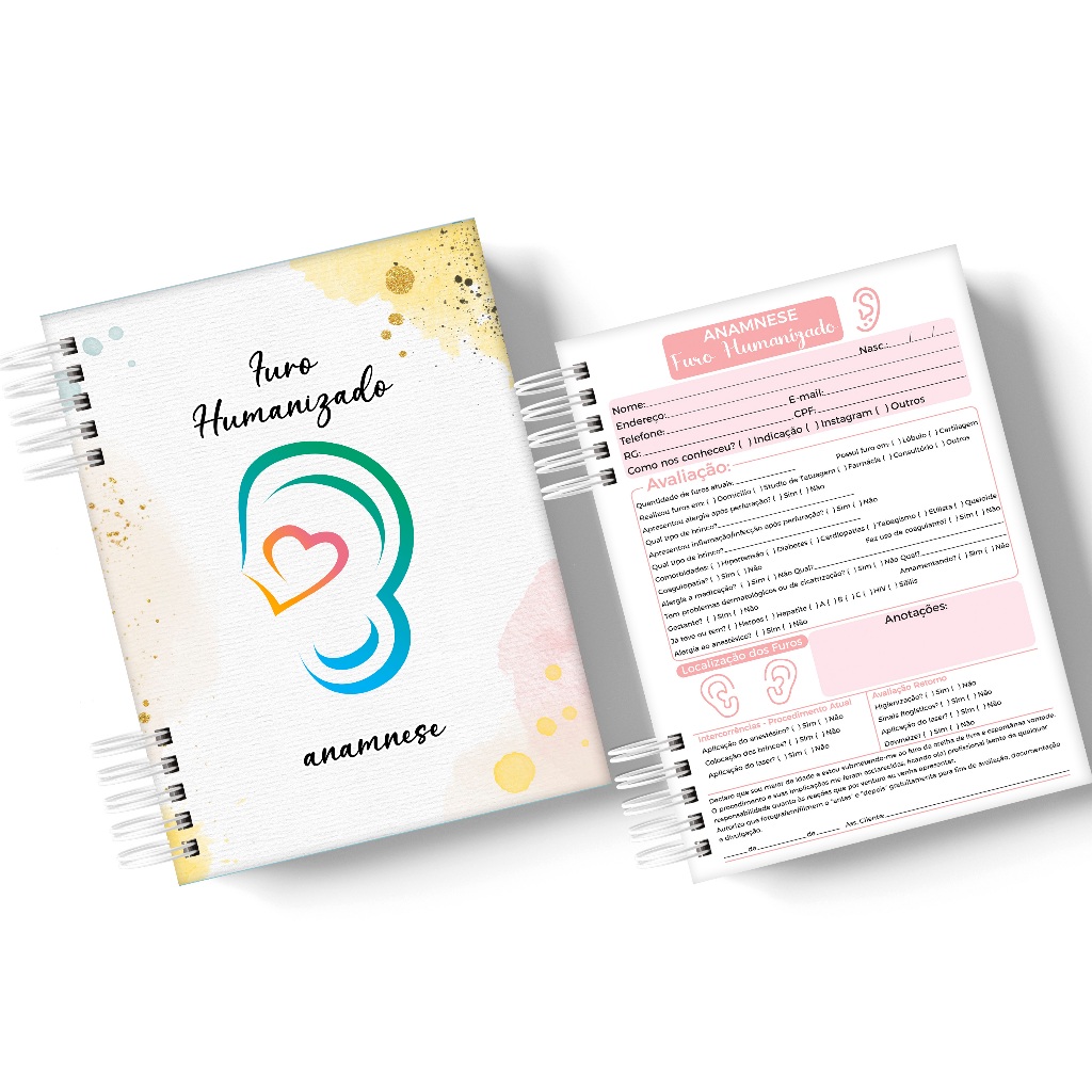 Caderno Ficha de Anamnese Furo Humanizado em Oferta na Shopee