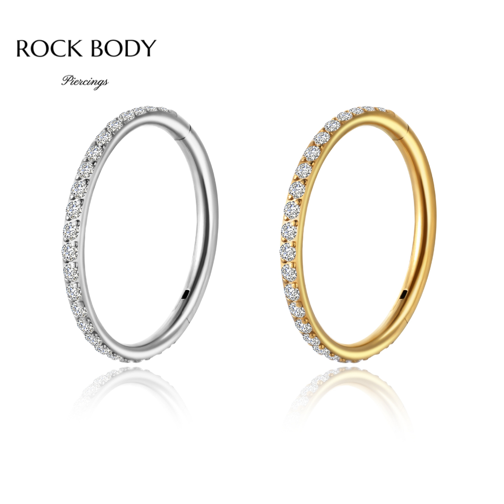 Piercing Argola Clik Aço Cirúrgico Zircônia Cravejada | Septril, Rook, Conch, Nariz Piercing Daith Orelha