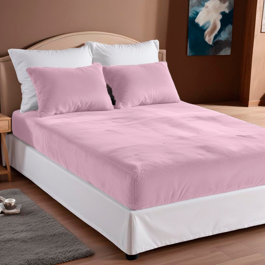 Jogo De Lençol 3 Peças Plush Manta Flannel - Rosa Bebê — imagem 2 de 2