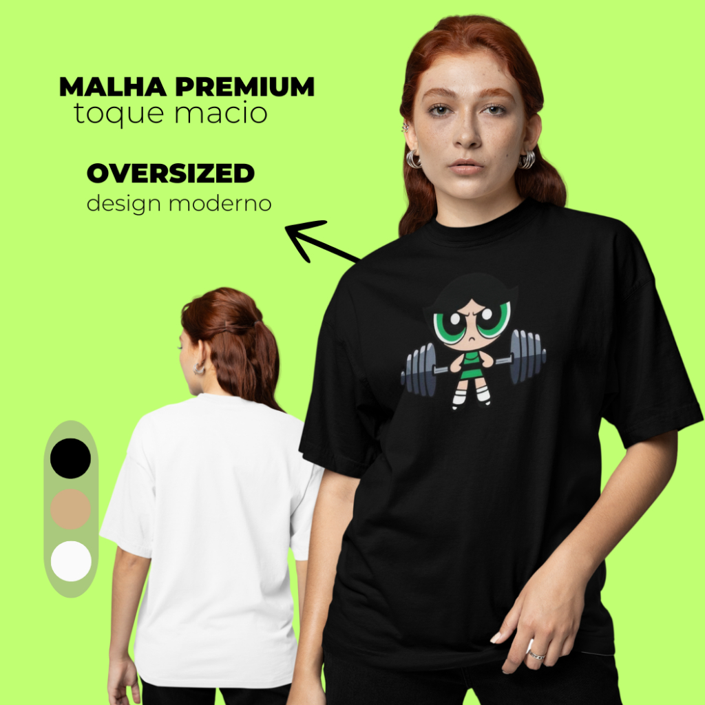 T-Shirt Feminina Streetwear Larga Camisetão Algodão As Meninas Superpoderosas Estilosa