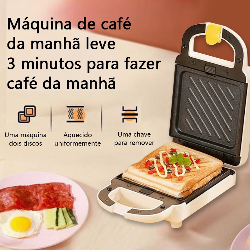 3 em 1 Sanduicheira elétrica antiaderente e grelha portátil removível para waffles/donuts 110V M9