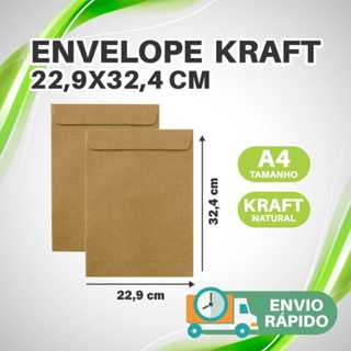 Envelope A4 Tipo Saco 50 a 250uni Kraft Natural 80g 22,9x32,4mm em Oferta na Shopee