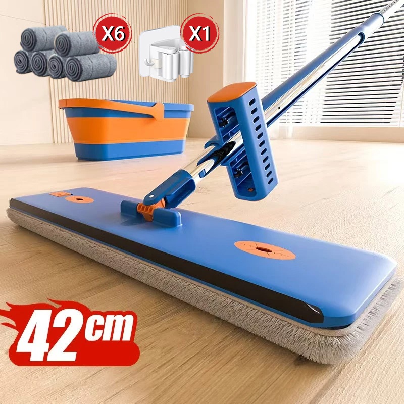 KIT Conjunto De Esfregão E Balde Dobrável De Microfibra Com Raspador De Desaguamento -S10