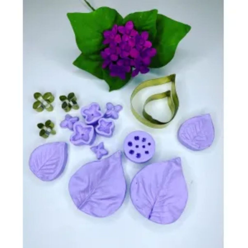Kit completo cortador e frisador com folhagem da flor Lilac