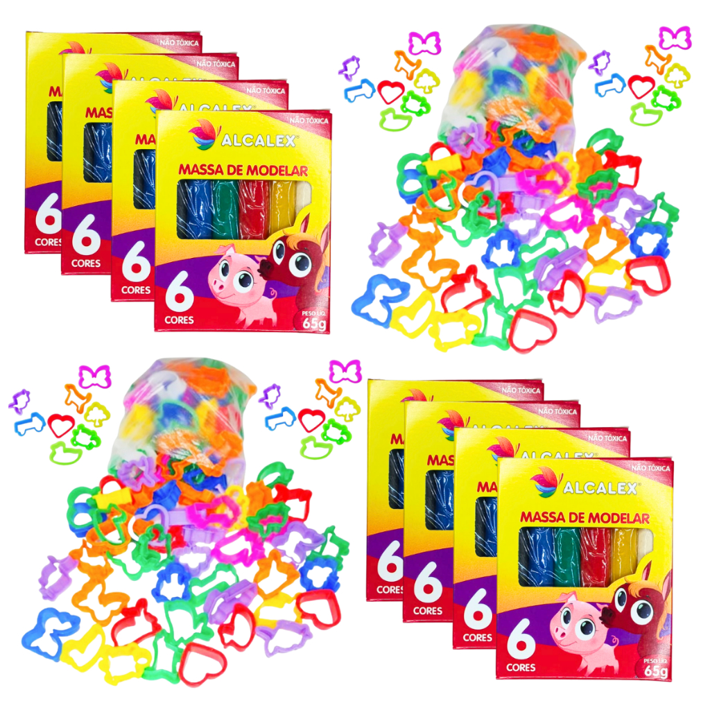Kit 24 Massinha de Modelar + 25 Cortador Molde p/ Kit Festa Lembrancinha iInfantil Sacolinha em Oferta na Shopee