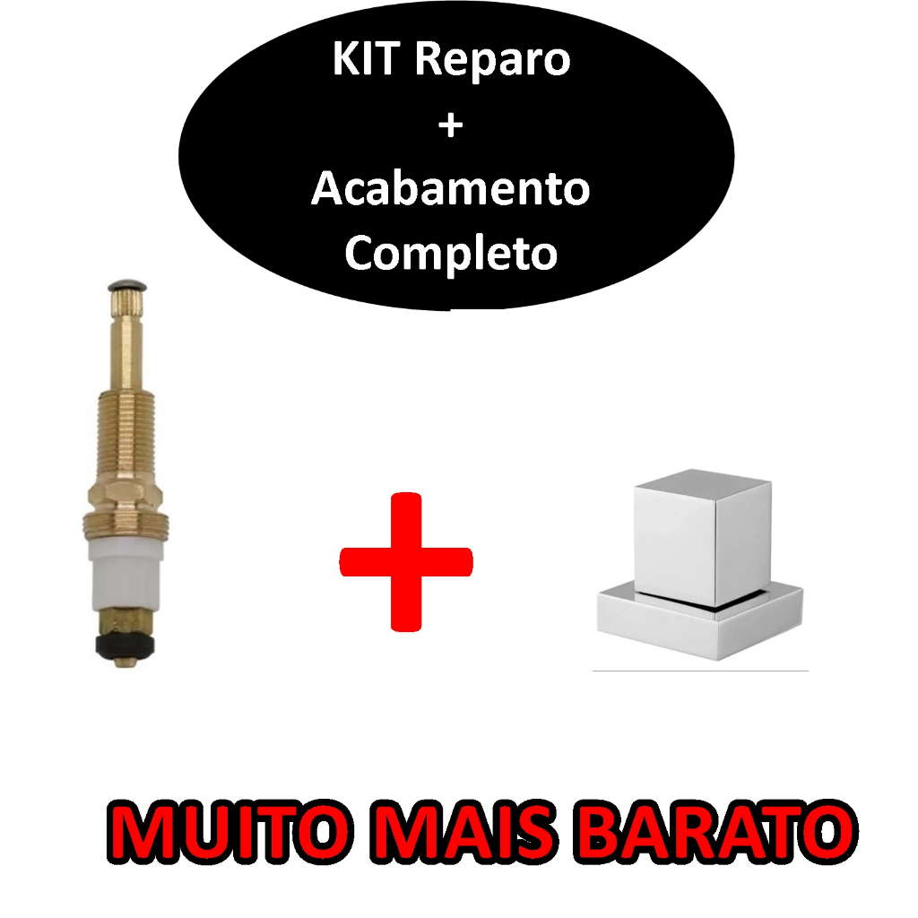 KIT Reparo De Registro P/ Marca Kelly + Acabamento Registro Quadrado Cr Abs padrão Docol 3021ADC22