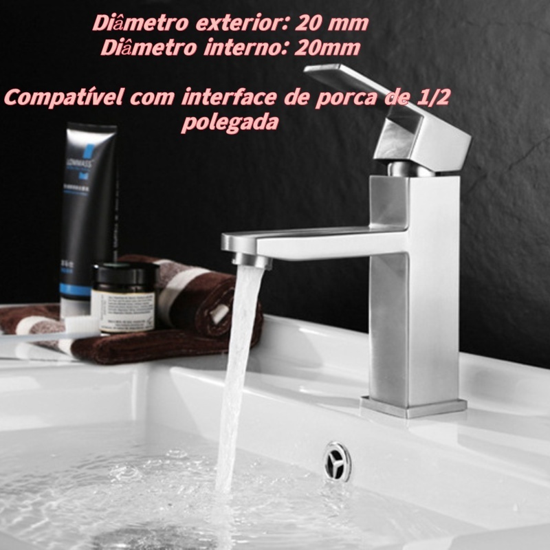 Banheiro Inox Monocomando Moderna Luxo 1/4 De Volta Cromo Premium Torneira Banheiro Inox