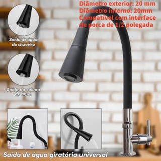 Cone De PulverizaçãO Dupla FlexíVel, Bancada De Cozinha Grande Torneira Vertical Semi Curva Preta em Oferta na Shopee