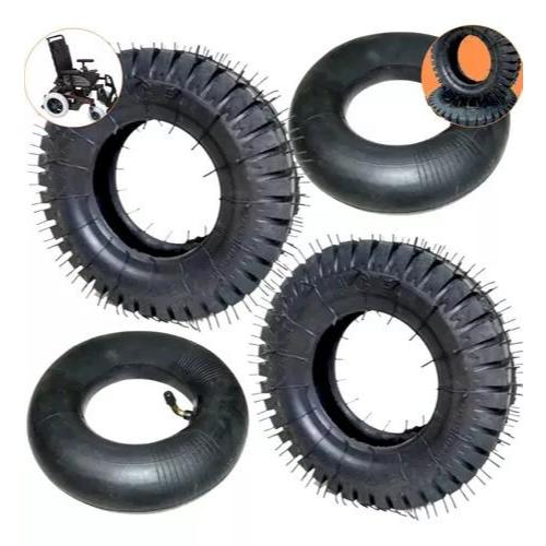 Kit Par Dianteiro Pneu + Par Câmera Cadeira Motorizada Cor Preto