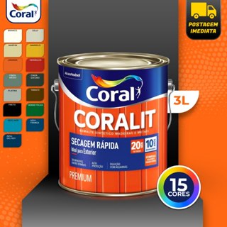 Esmalte Sintético Coralit Brilhante Secagem Rápida Galão 3L em Oferta na Shopee