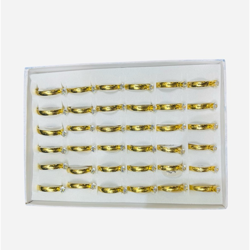 Anéis Kit 36 Unidades Aço Inoxidável com Numeração e Ajustável banhada a ouro e prata na Caixa