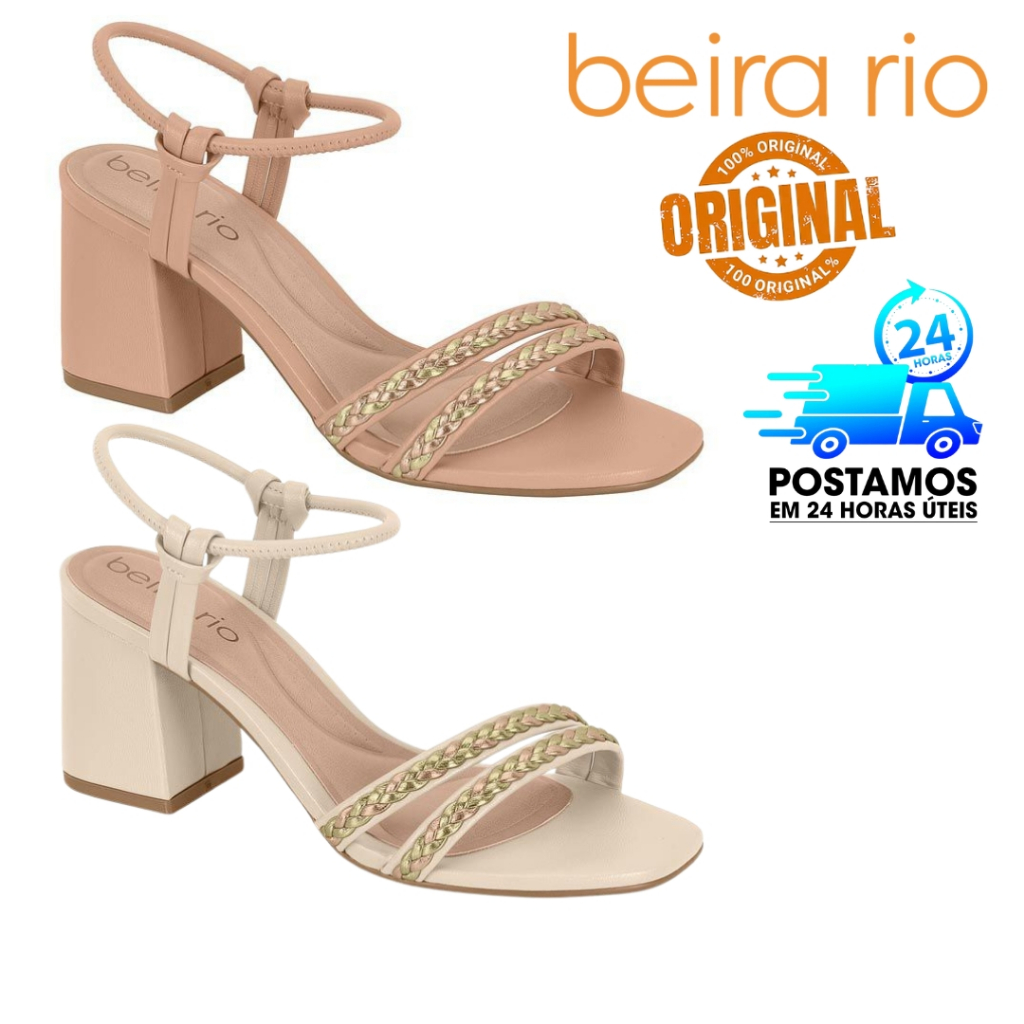 Sandália Feminina Original Beira Rio Salto Bloco e Tira Trançada original em Oferta na Shopee