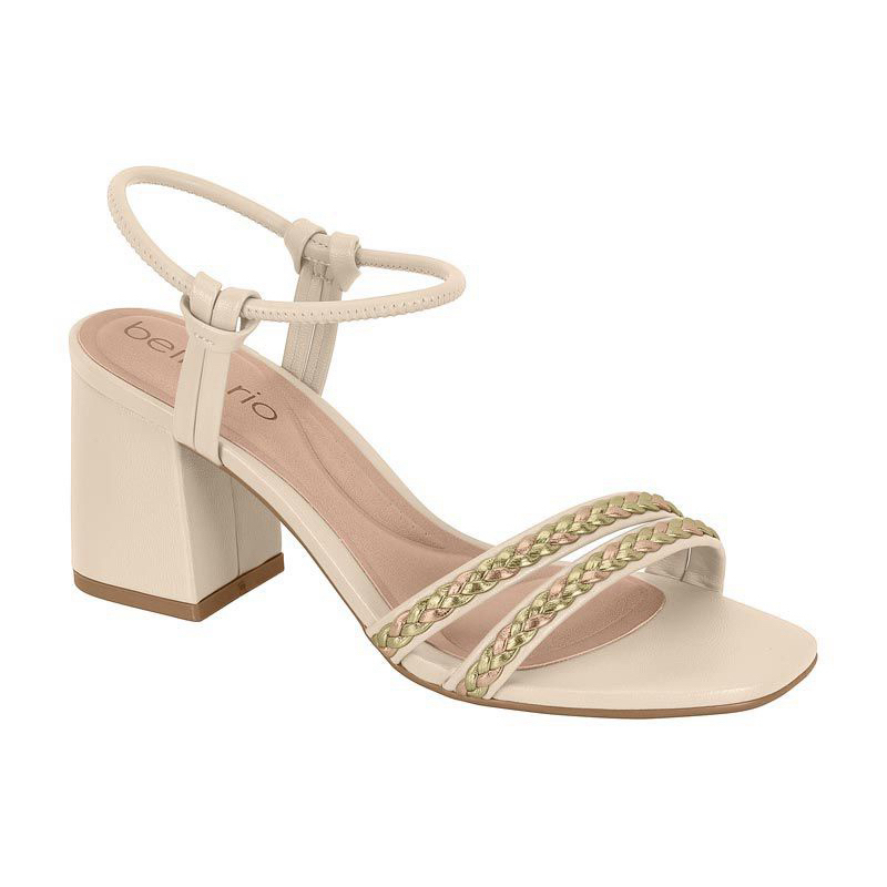 Sandália Feminina Original Beira Rio Salto Bloco e Tira Trançada original