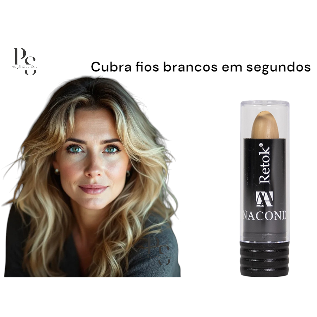 Retoque bastão Batom Stick LOIRO Disfarça Cabelos Brancos Calvice barba achadinhos make cabelo sho
