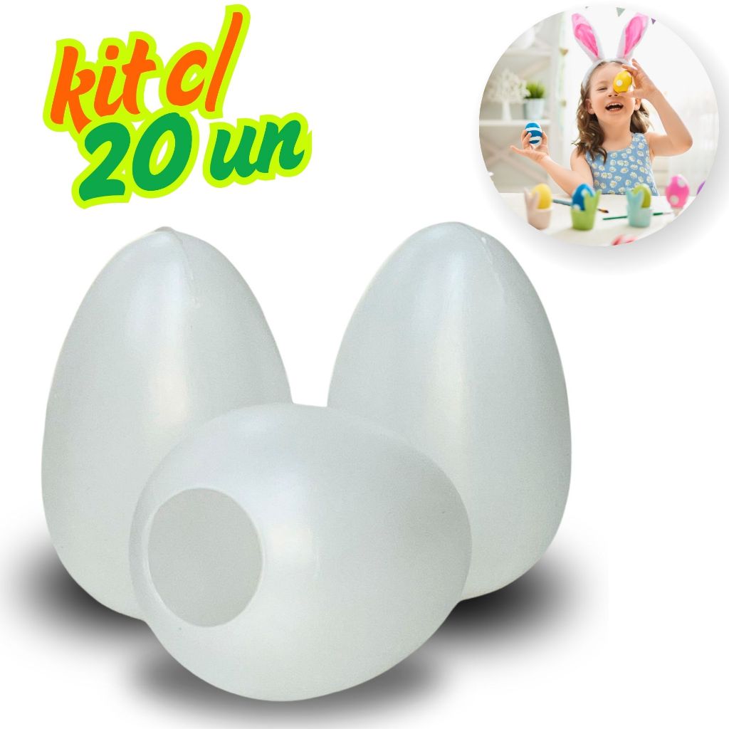 kit com 20 Ovinhos de Páscoa para pintar, Casquinha de Ovo para Páscoa