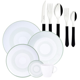 Aparelho de Jantar e Chá Porcelana Com Talheres 40 pç Tramontina em Oferta na Shopee