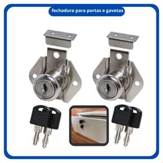 Kit 2 Fechadura Para Gaveta ou Portas 21mm C/Batente e lingueta Para Armários Guarda Roupas e gavetas em Oferta na Shopee