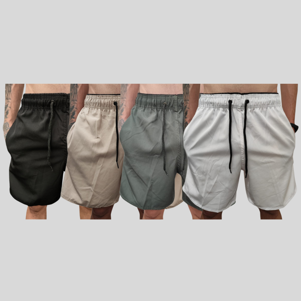 Kit 4 Shorts Masculinos Tactel com Elastano Bermudas Mauricinho Praia Piscina Academia