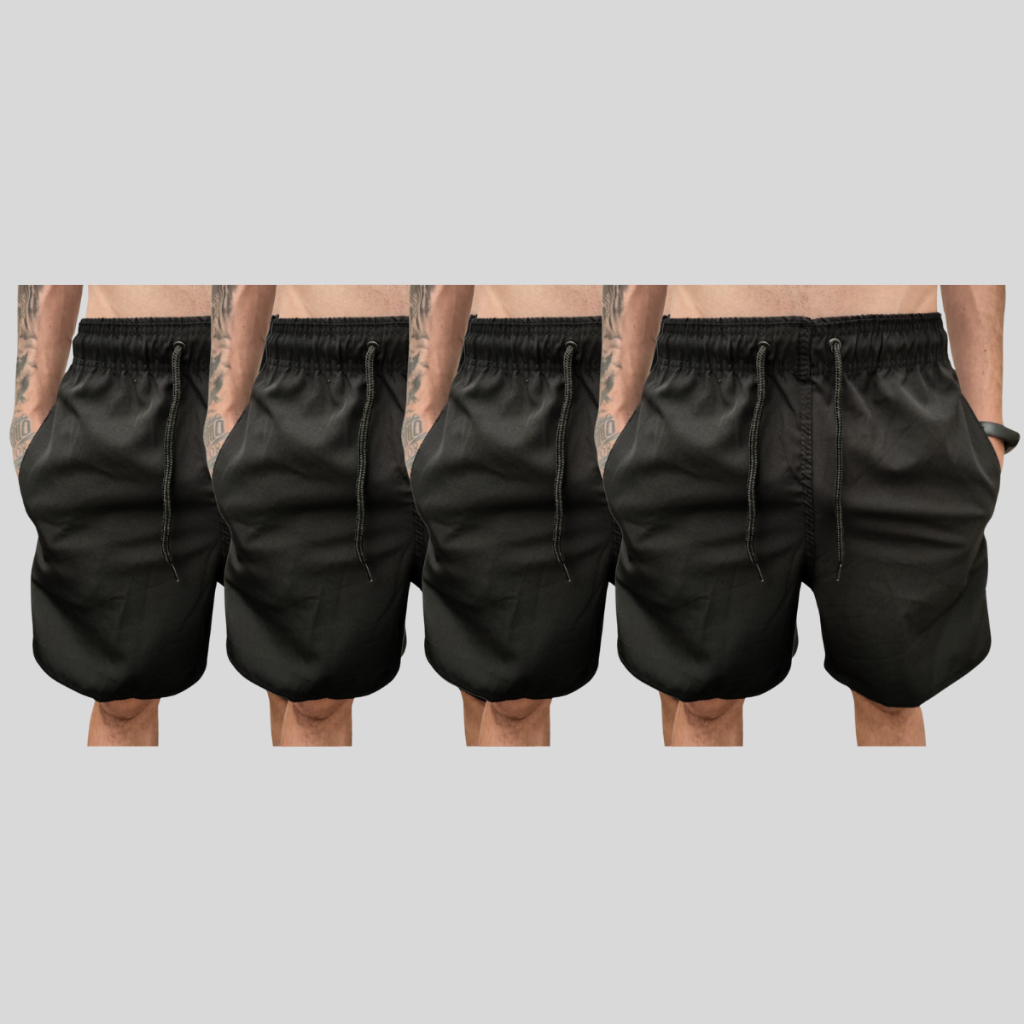 Kit 4 Shorts Masculinos Tactel com Elastano Bermudas Mauricinho Praia Piscina Academia Lançamento