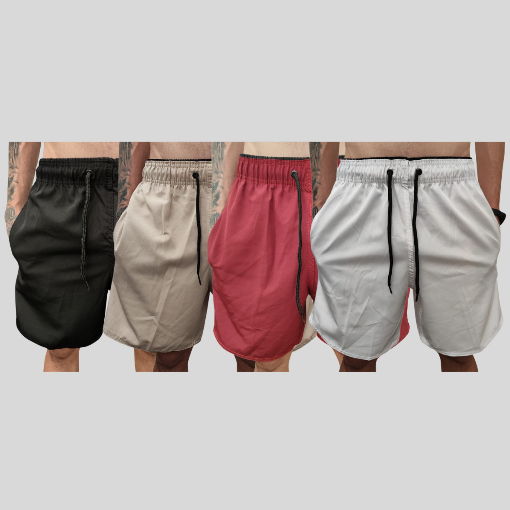 Kit 4 Shorts Masculino para Treinar Com Elastano Bermudas Praia Academia Lançamento