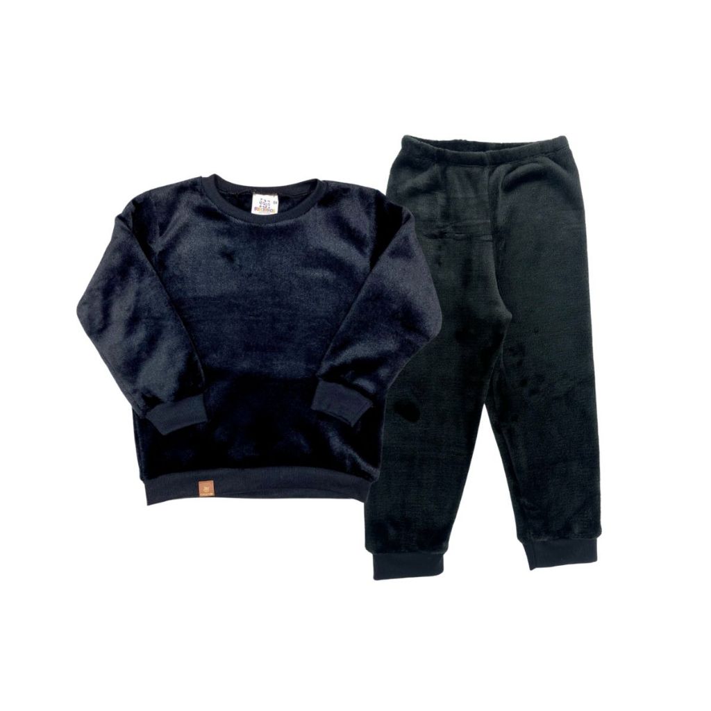 Conjunto Blusão + Calça Fleece Agasalho Casaco Peluciado Inverno Infantil Quentinho em Oferta na Shopee