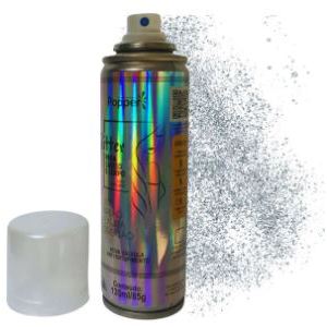 Spray Glitter Prata Holografico Cabelo Roupa Corpo 135ml Carnaval festa formatura