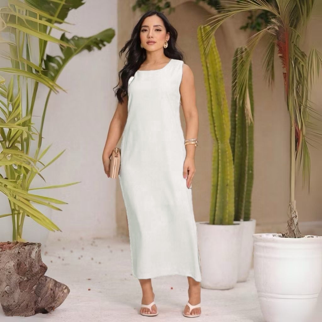 vestido feminino tecido marrante elegante com abertura nas pernas e bolsos não e transparente em Oferta na Shopee