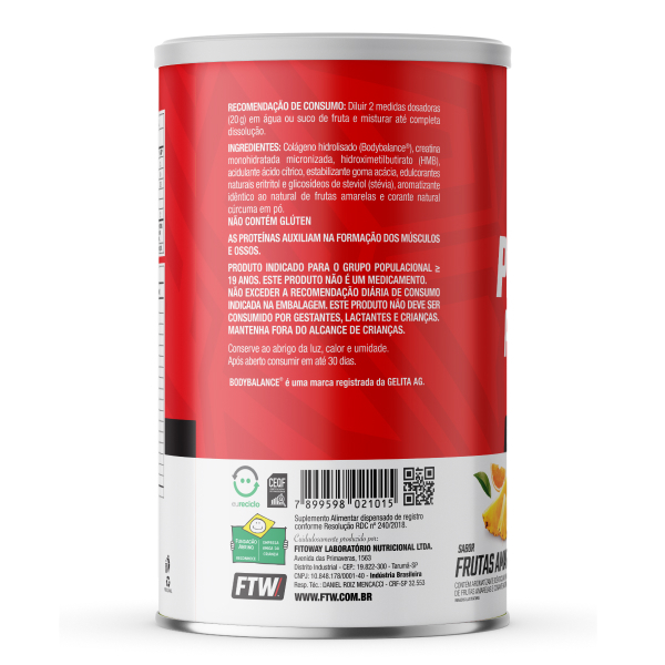 Detalhes do FTW Peptide Protein Pote 450g - Proteína, Colágeno, Creatina e Vitamina C