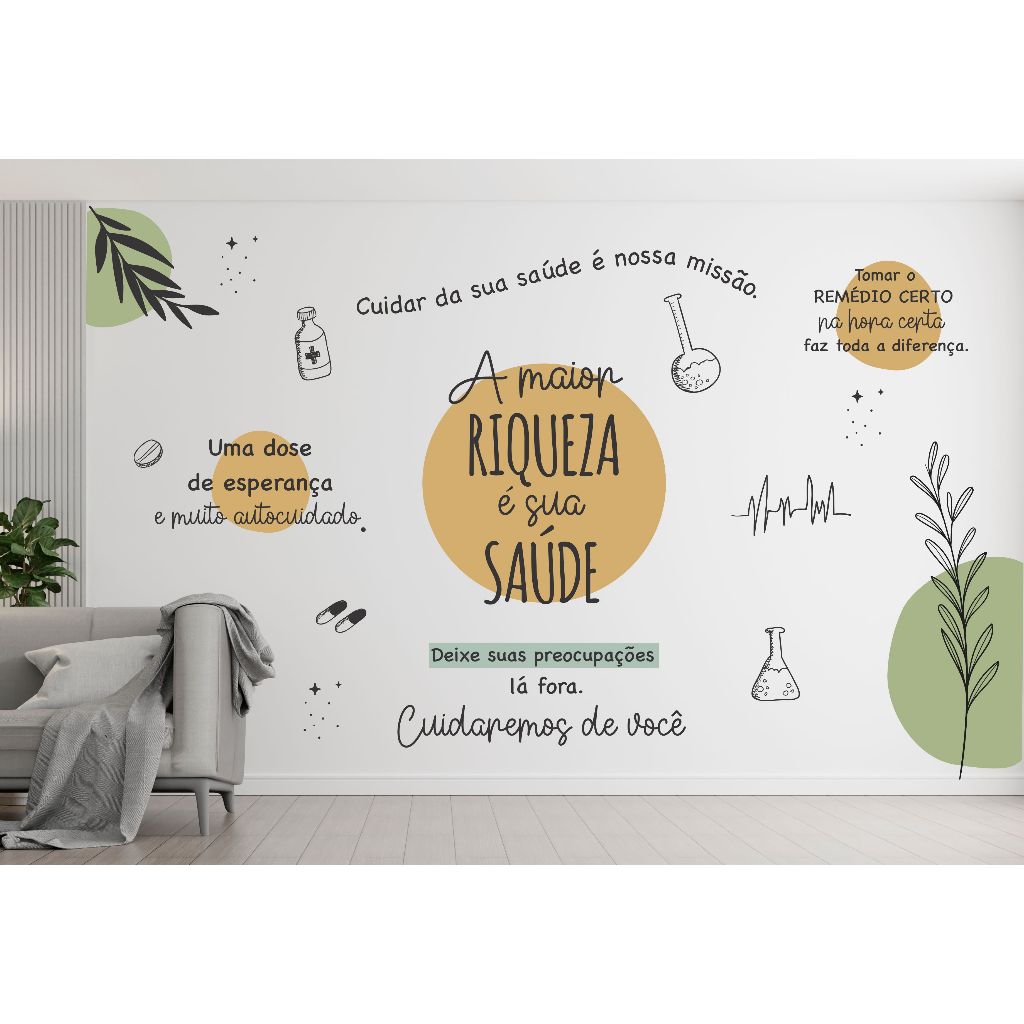 Adesivo De Parede para Farmácia, saúde e  enfermagem decoração criativa consultório hospital  BFR21