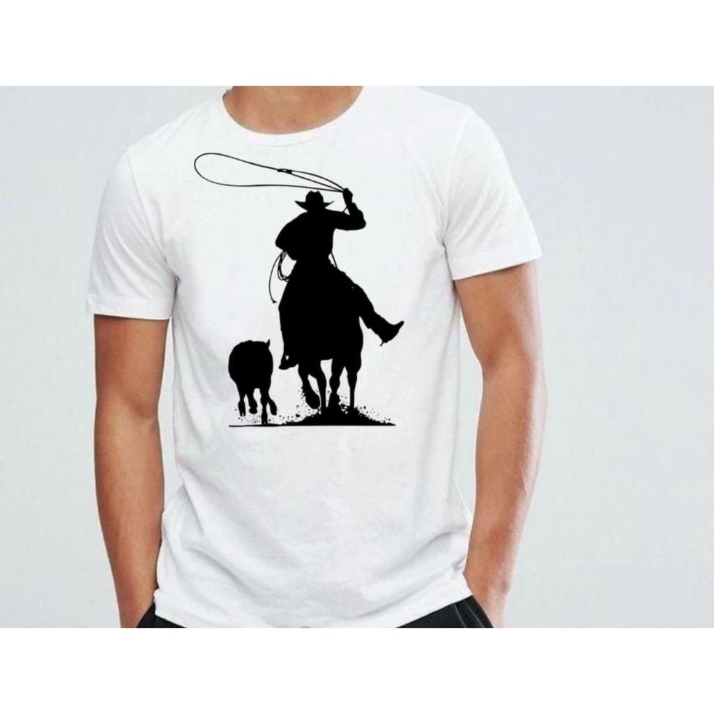 CAMISA CAMISETA T-SHIRT COWBOY LAÇO RODEIO RODEO 100% ALGODÃO