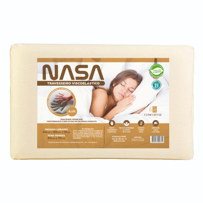 Travesseiro Nasa Original Ortopédico Alto Firme Antiácaro Previne Dores