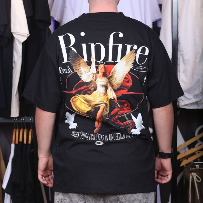 Ripfire Camiseta Oversized Victory Streetwear Masculina Anjo Academia Gola Alta