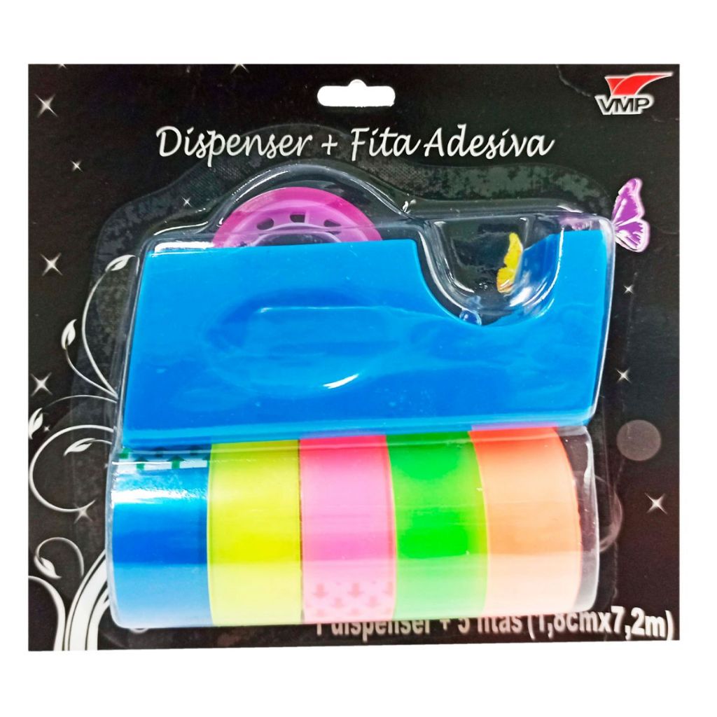 Dispenser + Fita Adesiva Washi Tape 5 Peças Holográfica Brilhante Decorada Papelaria Escritório em Oferta na Shopee