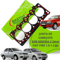 Junta de Cabeçote Fibra Sob Medida 2,2mm ~ Fiat Fire 1.0 1.3 8v Uno, Palio, Siena, Strada, Fiorino ~ Somente 8v Bastos